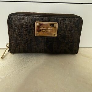 Michael Kors Dark Brown Wallet with Gold Logo